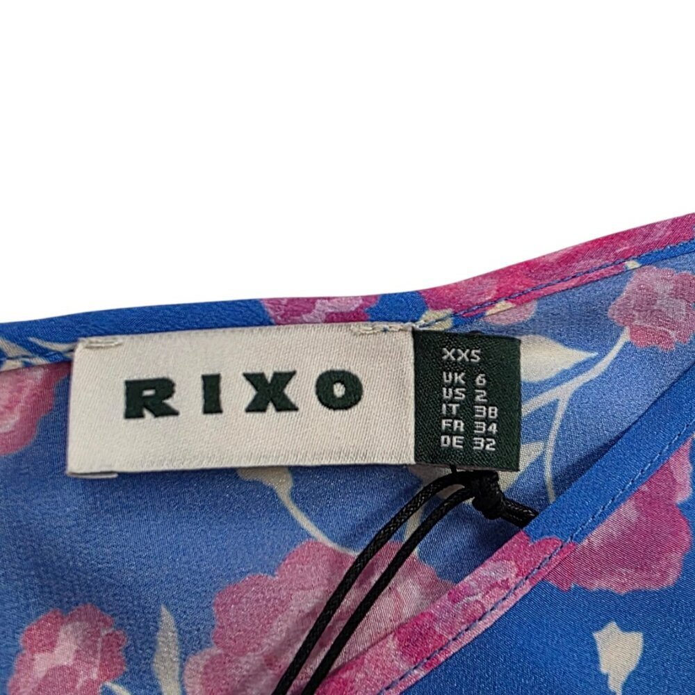RIXO Evie Silk Maxi Dress, Flutter Sleeve, Tie Back, 100% Silk, Floral, Size 2 - Picture 6 of 11